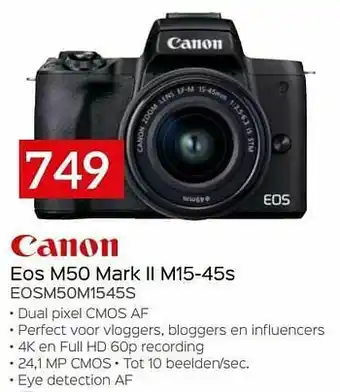 Canon eos m50 mark ii m15-45s eosm50m1545s