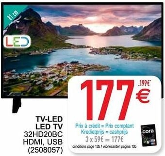 Cora Telefunken tv-led led tv 32hd20bc aanbieding