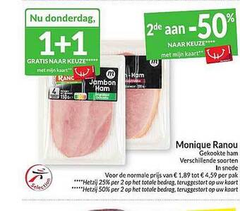 Intermarché Monique Ranou Gekookte Ham aanbieding