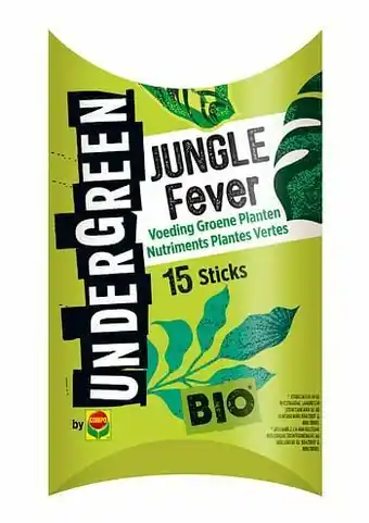 Brico Compo Bio voeding groene plantenstaafjes Undergreen Jungle Fever 15 stuks aanbieding