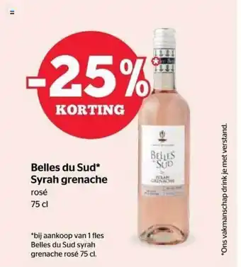 Spar Belles Du Sud Syrah Grenache Rosé 75 Cl aanbieding
