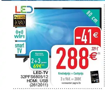 Cora LED-TV 32PFS6805/12 HDMI, USB aanbieding