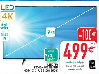 Cora LED-TV KD49X7055BAEP HDMI x 3, USB aanbieding