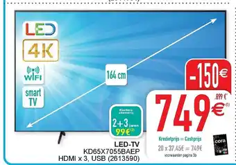 Cora LED-TV KD65X7055BAEP HDMI x 3, USB aanbieding