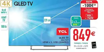 Cora QLED TV 55C727 HDMI x 3, USB aanbieding