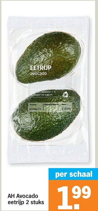 Albert Heijn AH Avocado eetrijp 2 stuks aanbieding