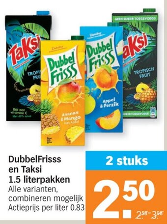 Albert Heijn DubbelFrisss en Taksi 1.5 literpakken aanbieding