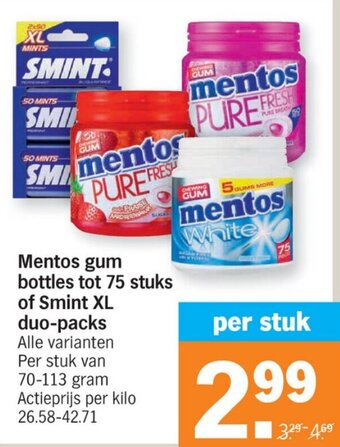 Mentos gum bottles tot 75 stuks of Smint XL duo-packs