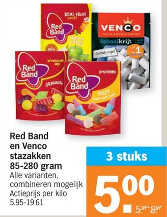 Albert Heijn Red Band en Venco stazakken 85-280 gram aanbieding