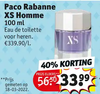 Kruidvat Paco Rabanne XS Homme 100ml aanbieding