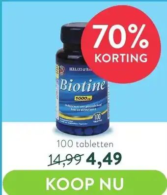 Holland & Barrett Holland&Barrett Biotine 100 Tabletten aanbieding