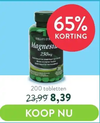Holland & Barrett Holland&Barrett Magnesium 200 Tabletten aanbieding