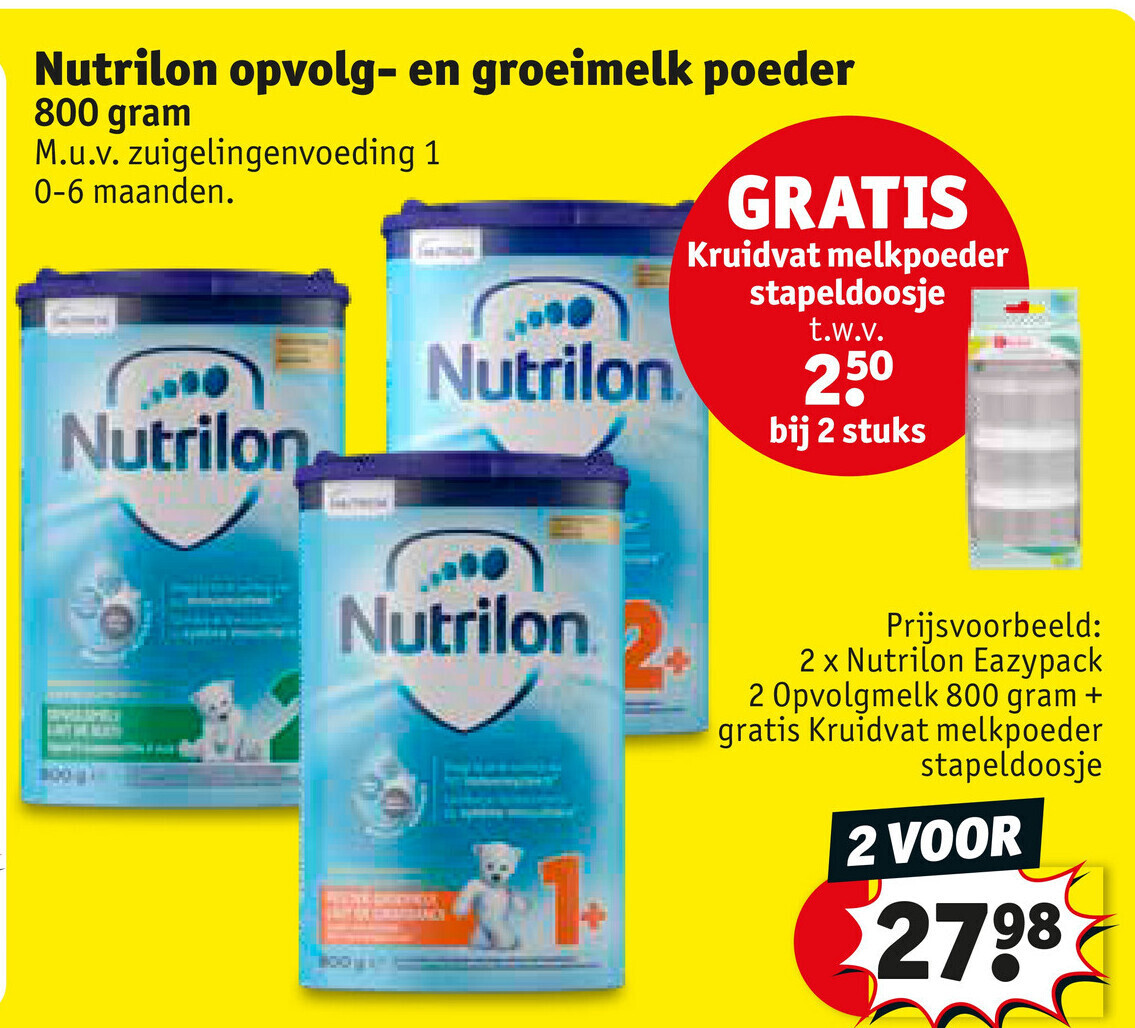 Nutrilon opvolg en groeimelk poeder 2 x Nutrilon Eazypack 2 Opvolgmelk 800 gram promotie bij