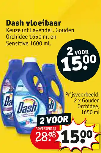 Kruidvat Dash vloeibaar 2 x Gouden Orchidee 1650 ml aanbieding