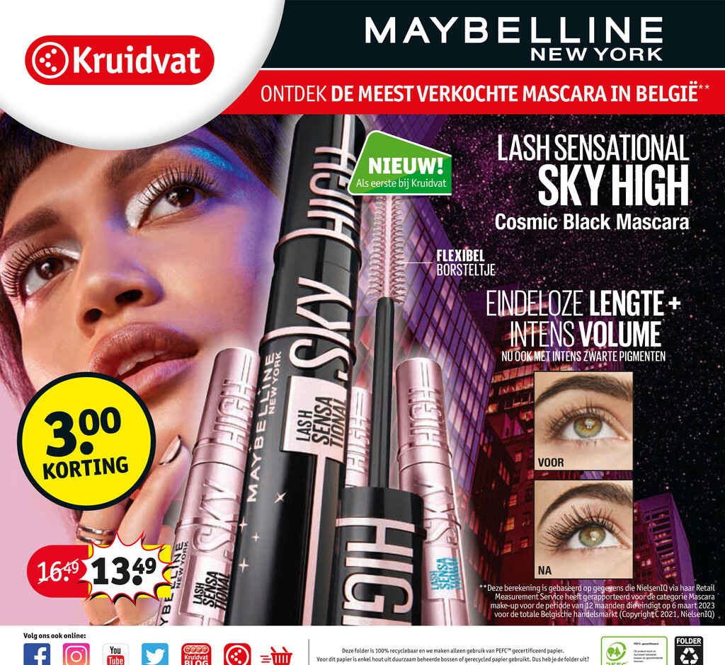 Maybelline Lash Sensational Sky High Cosmic Black Mascara promotie bij