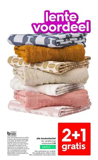 HEMA Alle Keukentextiel 2+1 Gratis aanbieding