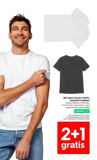 HEMA Alle Basic Herentshirts, Inclusief 2pakken aanbieding