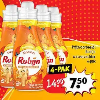 Kruidvat Robijn Wasverzachter 4-pak aanbieding