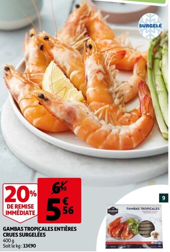 Auchan Gambas Tropicales Entieres Crues Surgelees aanbieding