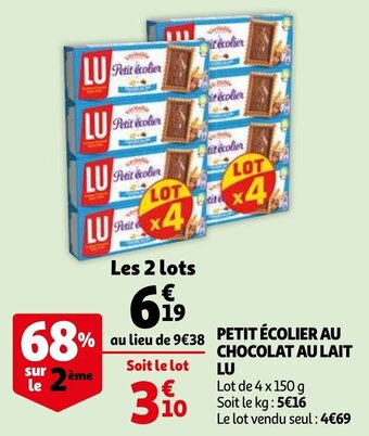 Auchan Petit Ecolier Au Chocolat Au Lait Lu aanbieding