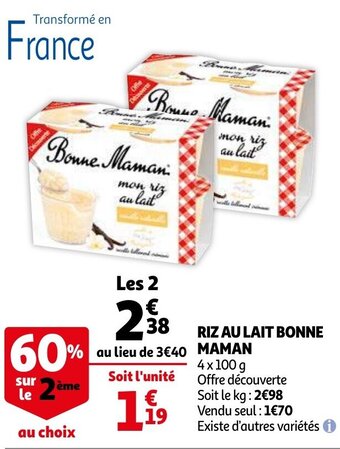 Auchan Riz Au Lait Bonne Maman aanbieding