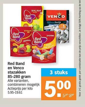 Albert Heijn Red Band En Venco Stazakken 85-280 Gram aanbieding