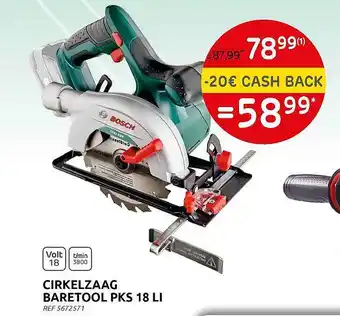 Brico Cirkelzaag Baretool Pks 18 Li aanbieding