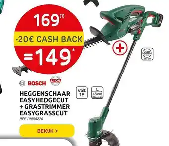Brico Heggenschaar Easyhedgecut + Grastrimmer Easygrasscut Bosch aanbieding