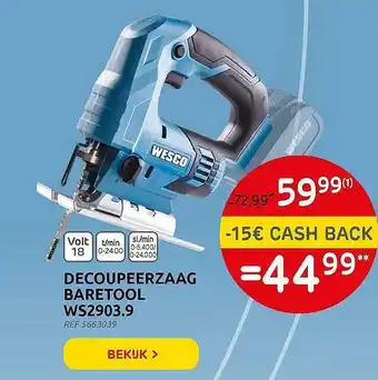 Brico Decoupeerzaag Baretool Ws2903.9 Wesco aanbieding