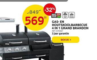 Brico Gas-en Houtskoolbarbecue 4 In 1 Grand Brandon aanbieding