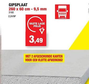 Hubo Gipsplaat 260 X 60 Cm - 9,5 Mm aanbieding