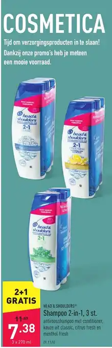 ALDI Head & Shoulders Shampoo 2-in-1 3 x 270 ml aanbieding
