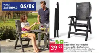 ALDI Belavi Klapstoel met hoge rugleuning 106 x 62 x 67 cm aanbieding