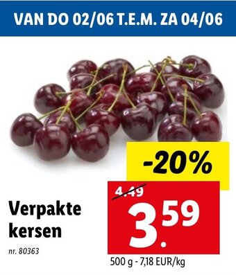 Lidl Verpakte kersen aanbieding