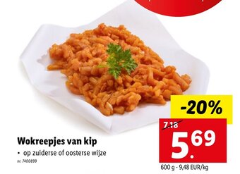 Lidl Wokreepjes van kip aanbieding