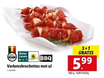 Lidl Varkensbrochettes met ui aanbieding