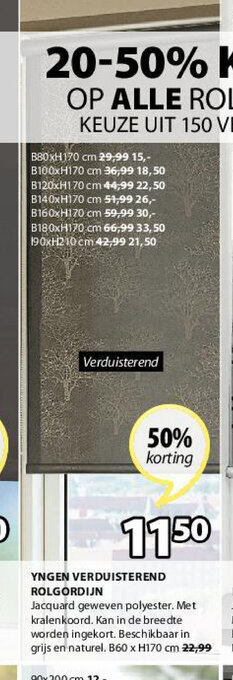 Jysk Yngen Verduisterend Rolgordijn B60 x H170 cm aanbieding