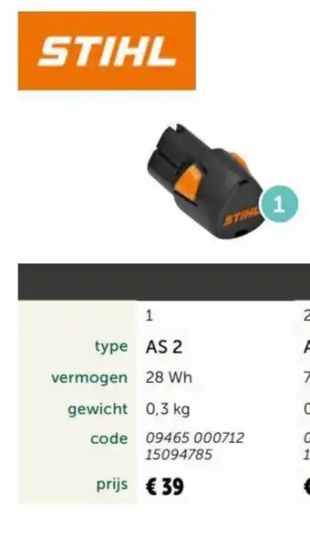 AVEVE Stihl Accu AS2 aanbieding