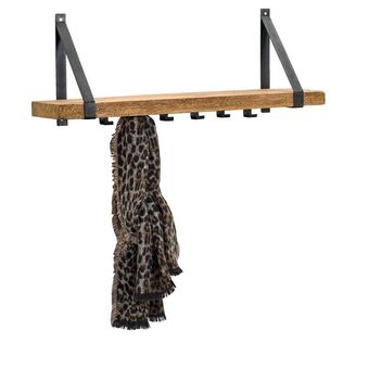 Leen Bakker Wandkapstok Gijs - zwart/naturelkleur - 30x80x18 cm aanbieding