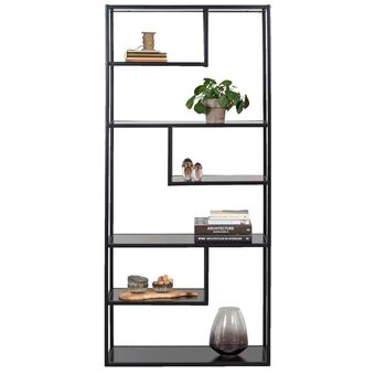 Leen Bakker WOOOD boeken kast Teun - zwart - 188x85x35 centimeter aanbieding