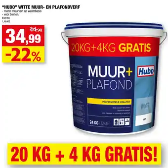 Hubo Hubo Witte muur- en plafondverf 24kg aanbieding