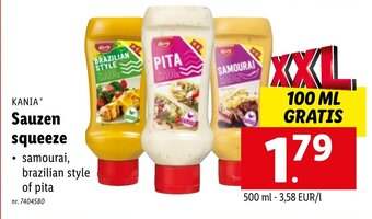 Lidl Kania Sauzen squeeze aanbieding