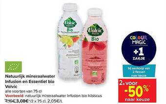 Carrefour Natuurlijk Mineraalwater Infusion En Essentiel Bio Volvic aanbieding
