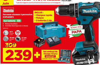 Mr Bricolage Makita Perceuse-visseuse a percussion DHP485RFJ aanbieding