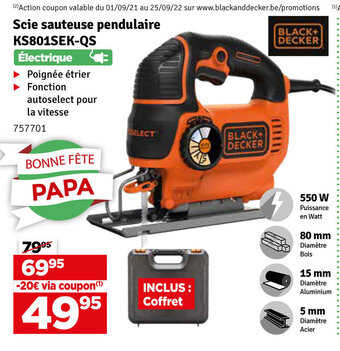 Black+Decker Scie sauteuse pendulaire KS801SEK-QS