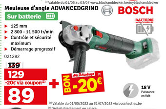 Mr Bricolage Bosch Meuleuse d'angle Advancedgrind aanbieding