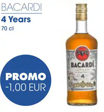 Prik en Tik Bacardi 4 Years 70cl aanbieding
