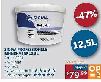 Zelfbouwmarkt Sigma Professionele Binnenverf 12,5 L aanbieding