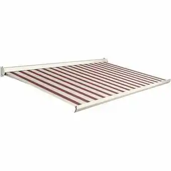 Brico Domasol zonnetent elektrisch ’Factor 10-C’ rood/witte smalle strepen 300 x 250 cm aanbieding
