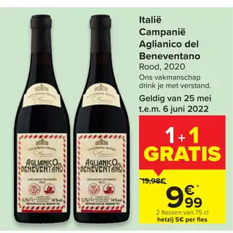 Carrefour Italie campanie aglianico del beneventano 75 cl aanbieding